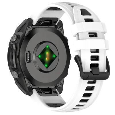 Bel in črn silikonski pašček za uro, združljiv z Garmin Fenix 8/Enduro 3/Fenix E  20 mm