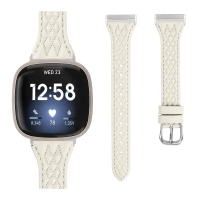Pašček za uro iz pravega usnja za Fitbit Versa 4 Apricot
