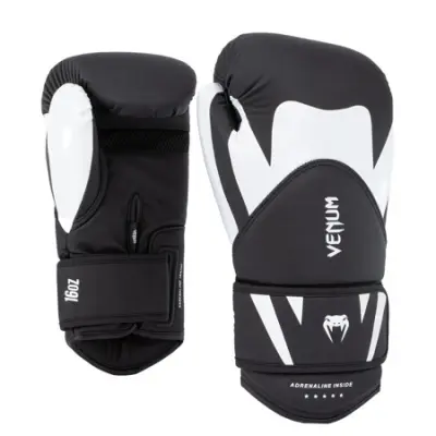 Venum Challenger 4.0 Boxing Gloves, Black/White - 16 oz