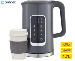 Grelnik vode PLATINET PEKR723  1,7 litra, 2200 W, digitalni zaslon, siva barva