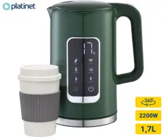 Grelnik vode PLATINET PEKR723  1,7 litra, 2200 W, digitalni zaslon, zelena barva