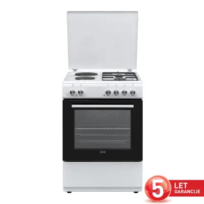 VOX kombinirani štedilnik GHB 6220 W [A, 2x plin, 2x elekt., 72l peč., bel]
