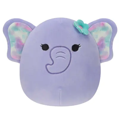 SQU: Squishmallows, 20 cm, ANJALI, LJUBIČASTI SLON S CVJETNOM UKOSNICOM