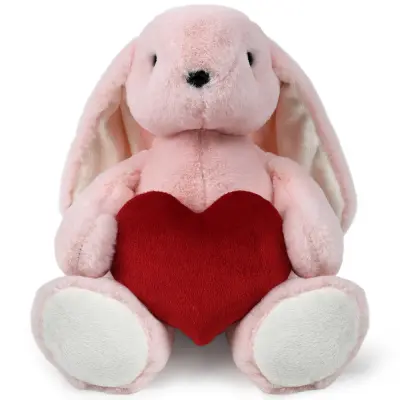 WP MERCHANDISE - Roza zajček Jessie s srčkom plišasta igrača (34 cm)