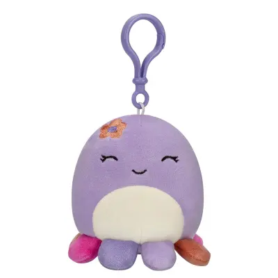 SQU: Squishmallows, PRIVJESAK, 9 cm, BEULA, LJUBIČASTA HOBOTNICA S CVIJETOM