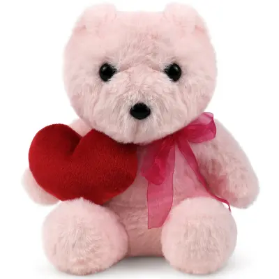 WP MERCHANDISE - Roza medvedek Ellie s srčkom plišasta igrača (21 cm)