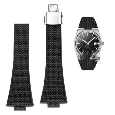 Bel silikonski pašček za uro s srebrno zaponko Black 12 mm
