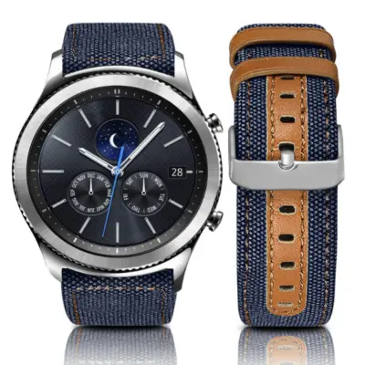 Pašček za uro iz pravega usnja za Samsung Galaxy Watch 3/22/46MM Blue