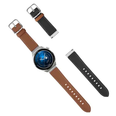 Pas za uro iz pravega usnja - 22 mm Brown+Black  Srebrna zaponka