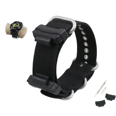 Casio G-SHOCK platneni najlonski pašček za uro za GD/GAGLS-100/120/DW5600 Black + Silver
