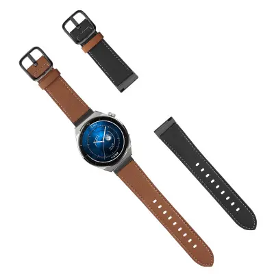 Pas za uro iz pravega usnja - 22 mm Brown+Black  Črna zaponka