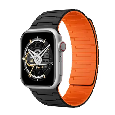 Pas z magnetno zanko za Apple Watch (42/44/45/49 mm) - EU patent Black Orange