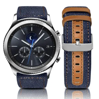 Pašček za uro iz pravega usnja za Samsung Galaxy Watch 3 40 mm 42 mm Blue