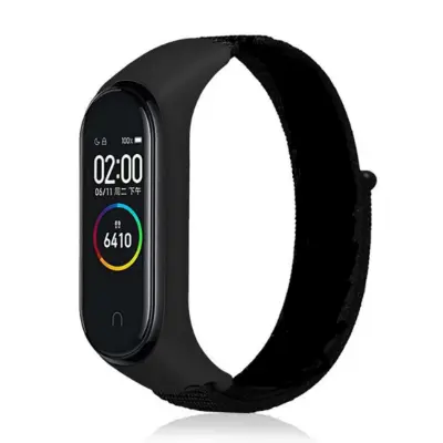 Najlonski pašček za uro za Xiaomi Mi Band 3/4/5/6/7 Black