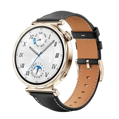 Usnjen pašček za uro Huawei Watch GT5 - 18MM Black + Gold