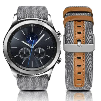 Pašček za uro iz pravega usnja za Samsung Galaxy Watch 3/22/46MM Grey
