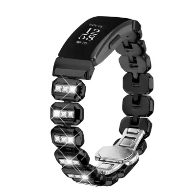 Fitbit Inspire Square Diamond Butterfly Trak z zaponko Black
