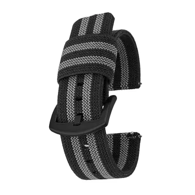 Najlonski pas za uro z vzmetnimi palicami za hitro sprostitev Black+Grey 22 mm