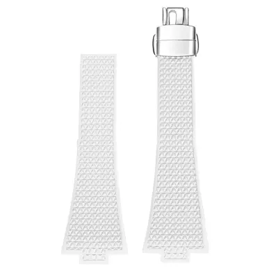 Bel silikonski pašček za uro s srebrno zaponko White 11 mm