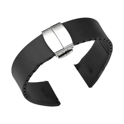 Pašček za uro - zračen in vodoodporen Black 22 mm
