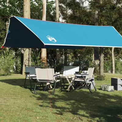The Living Store Ponjava za kampiranje modra 500x294 cm vodoodporna - Ponjava Za Kampiranje