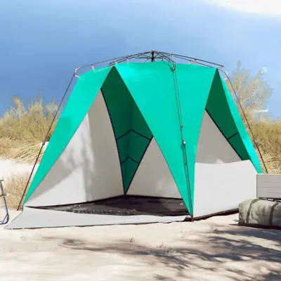 The Living Store Šotor za plažo za 4 osebe zelen za hitro postavitev vodoodporen - Šotor Za Plažo