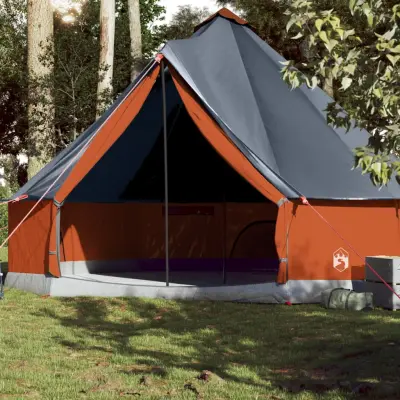 The Living Store Družinski šotor tipi za 10 oseb siv in oranžen vodoodporen - Družinski Šotor