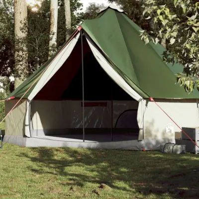 The Living Store Družinski šotor tipi za 10 oseb zelen vodoodporen - Družinski Šotor