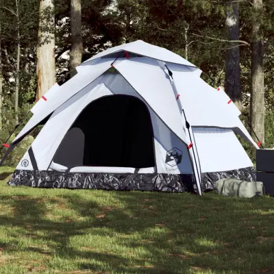 The Living Store Šotor za kampiranje za 5 oseb bel zatemnjen hitra postavitev - Šotor Za Kampiranje