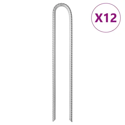 The Living Store Klini za šotor 12 kosov U oblika 37 cm Ø10 mm pocinkano jeklo - Klin Za Šotor
