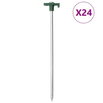 The Living Store Klini za šotor 24 kosov 25 cm 7 mm pocinkano jeklo in PP - Klin Za Šotor