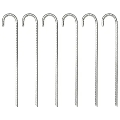 The Living Store Klini za šotor 6 kosov 37 cm Ø10 mm pocinkano jeklo - Klin Za Šotor