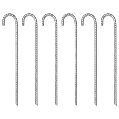 The Living Store Klini za šotor 6 kosov 41,5 cm Ø12 mm pocinkano jeklo - Klin Za Šotor