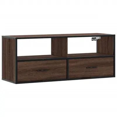 vidaXL TV omarica rjavi hrast 100x31x39,5 cm inženirski les in kovina