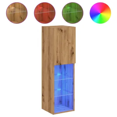 vidaXL TV omarica z LED lučkami artisian hrast 30,5x30x102 cm