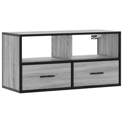vidaXL TV omarica siva sonoma 80x31x39,5 cm inženirski les in kovina