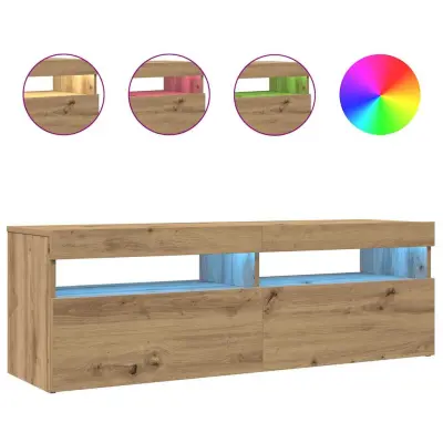 vidaXL TV omarica z LED artisan hrast 120x35x40 cm inženirski les