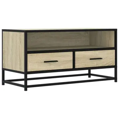vidaXL TV omarica sonoma hrast 80x34,5x40 cm inženirski les in kovina