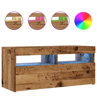 vidaXL TV omarica z LED starinski les 90x35x40 cm inženirski les