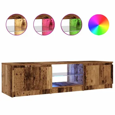 vidaXL TV omarica z LED starinski les 140x40x35,5 cm inženirski les