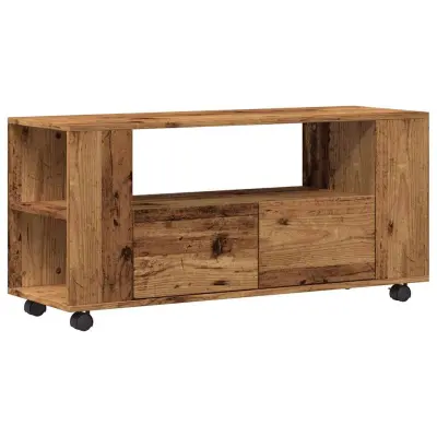 vidaXL TV omarica s kolesi starinski les 102x34,5x43 cm inženirski les