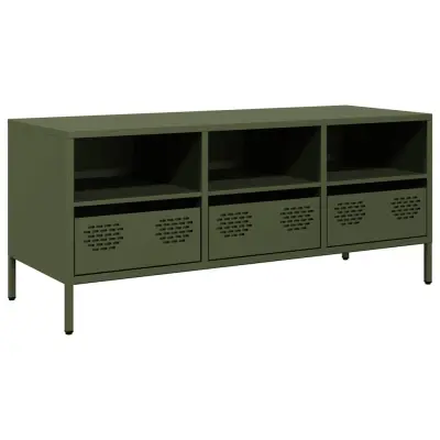 vidaXL TV omarica olivno zelena 101,5x39x43,5 cm hladno valjano jeklo
