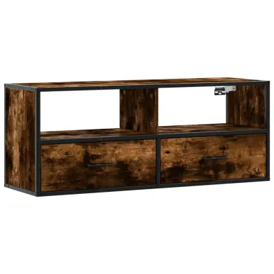 vidaXL TV omarica dimljen hrast 100x31x39,5 cm inž. les in kovina