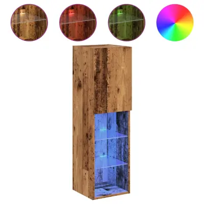 vidaXL TV omarica z LED lučkami 2 kosa starinski les 30,5x30x102 cm