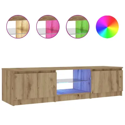 vidaXL TV omarica z LED artisan hrast 140x40x35,5 cm inženirski les