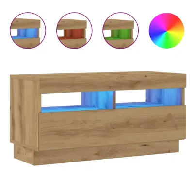 vidaXL TV omarica z LED artisan hrast 80x35x40 cm inženirski les
