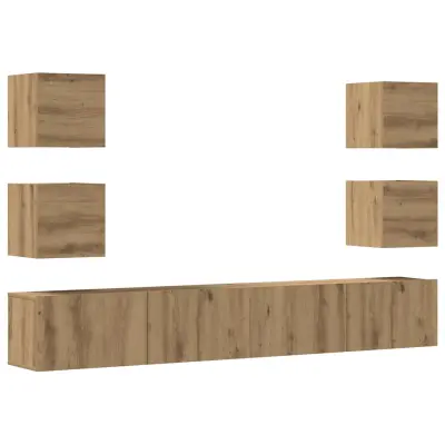 vidaXL Set 6 kosov stenske TV omarice Artisan Oak Engineered Wood