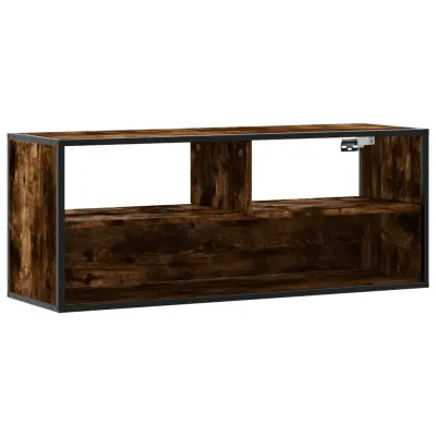 vidaXL TV omarica dimljen hrast 100x31x39,5 cm inž. les in kovina