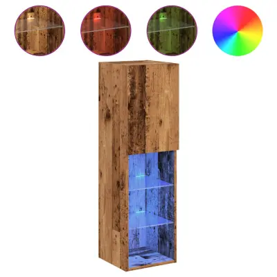 vidaXL TV omarica z LED lučkami starinski les 30,5x30x102 cm
