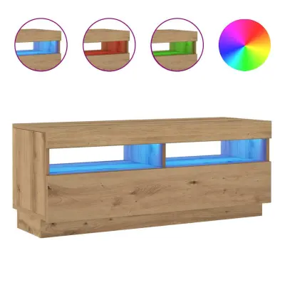 vidaXL TV omarica z LED artisan hrast 100x35x40 cm inženirski les